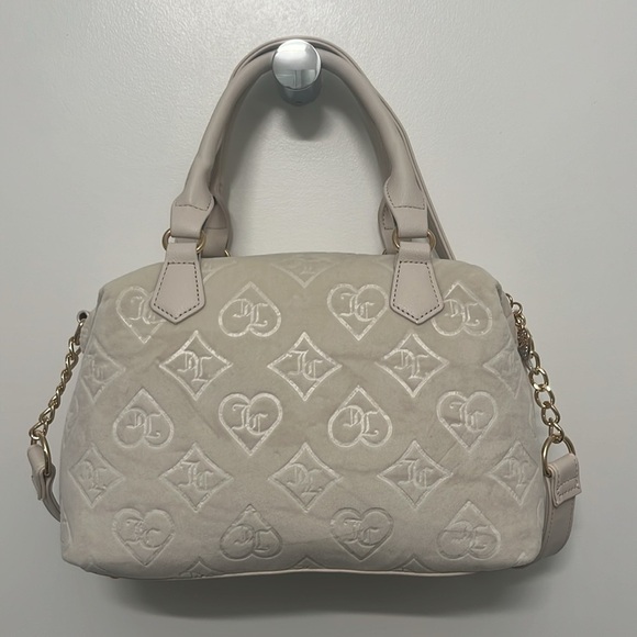 NWT Juicy Couture Glitzed Out Cream Crossbody Velour Satchel Bag Purse - Picture 7 of 9